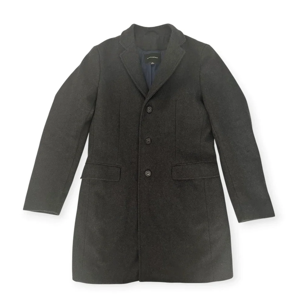 Banana Republic Winter Wool Blend Coat Charcoal Grey Medium Mens